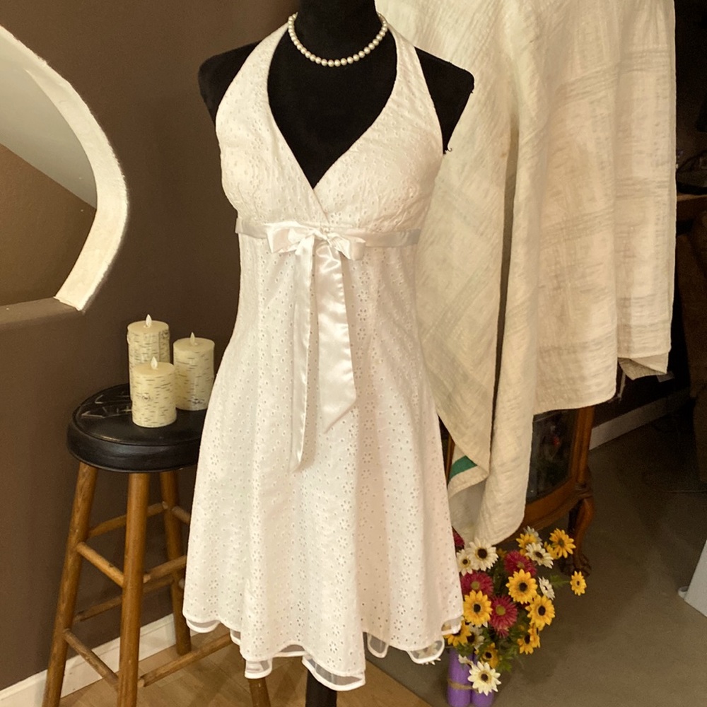 Flirty White Eyelet Mini Dress